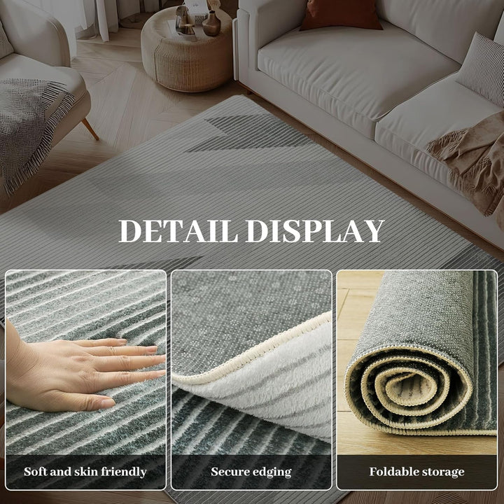 ASIinnsy Teppich Wohnzimmer Schlafzimmer Kurzflor Teppiche Modern Grosser Teppich rutschfest Weich A