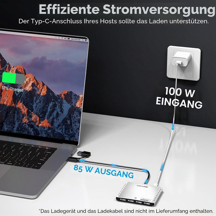 WAVLINK USB 3.0 or USB C to Quad Displayport Splitter Extended Display for Four Monitor with 85W PD,