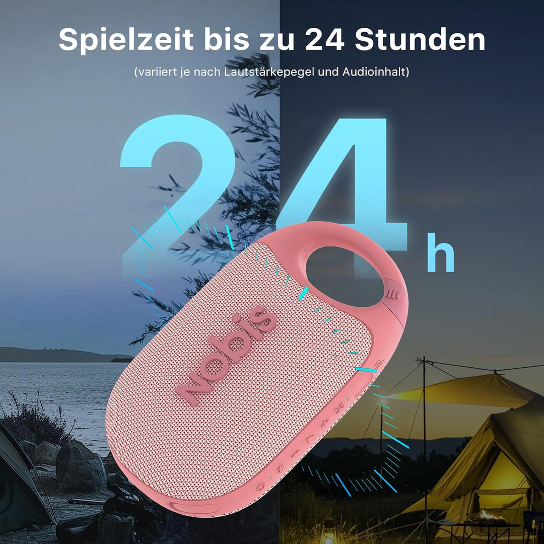 NOBIS Clip N1 Tragbarer Bluetooth Lautsprecher mit App, Beat-Modus, bis zu 24 Stunden Spielzeit, IP6