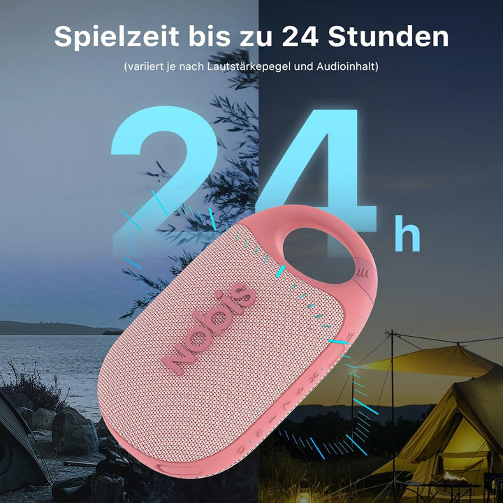NOBIS Clip N1 Tragbarer Bluetooth Lautsprecher mit App, Beat-Modus, bis zu 24 Stunden Spielzeit, IP6