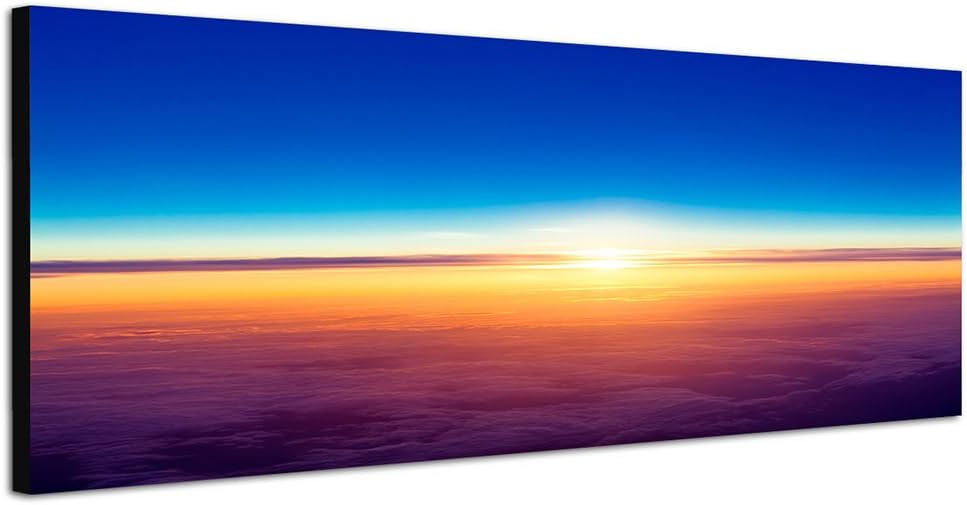 Paul Sinus Art Panoramabild auf Leinwand und Keilrahmen 150x50cm Himmel Sonne Sonnenuntergang
