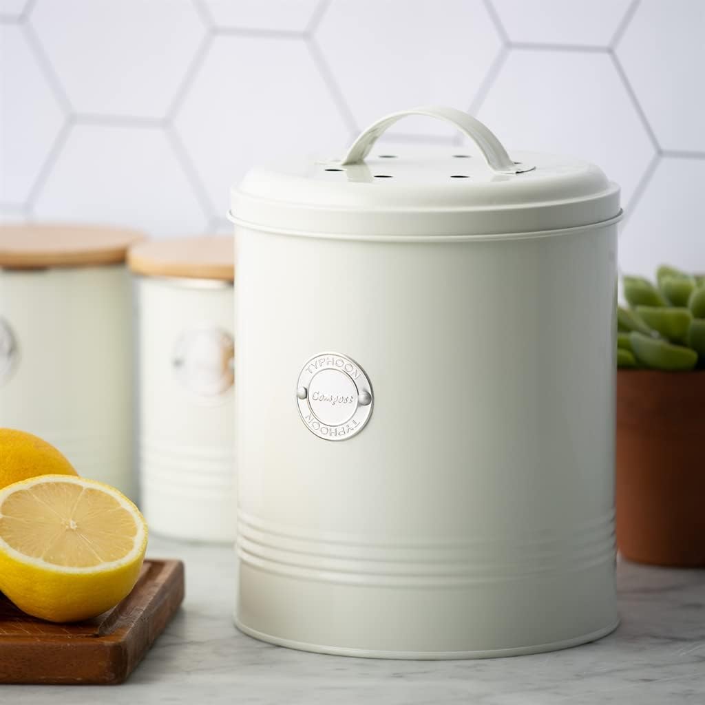 TYPHOON LIVING Kollektion, Biomülleimer Küche Pastellcreme, Komposter Küche 2,7 Liter, hygienischer