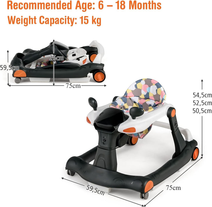 LIFEZEAL 2 in 1 Lauflernhilfe Klappbar, Babywalker mit Spielbrett, Lauflernwagen mit abnehmbaren Sit