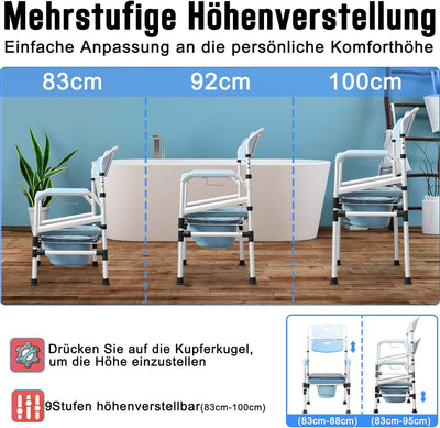 ACXIN Höhenverstellbarer Toilettenstuhl, rutschfester Toilettenstuhl, Nachttisch, Duschzusatzstuhl m