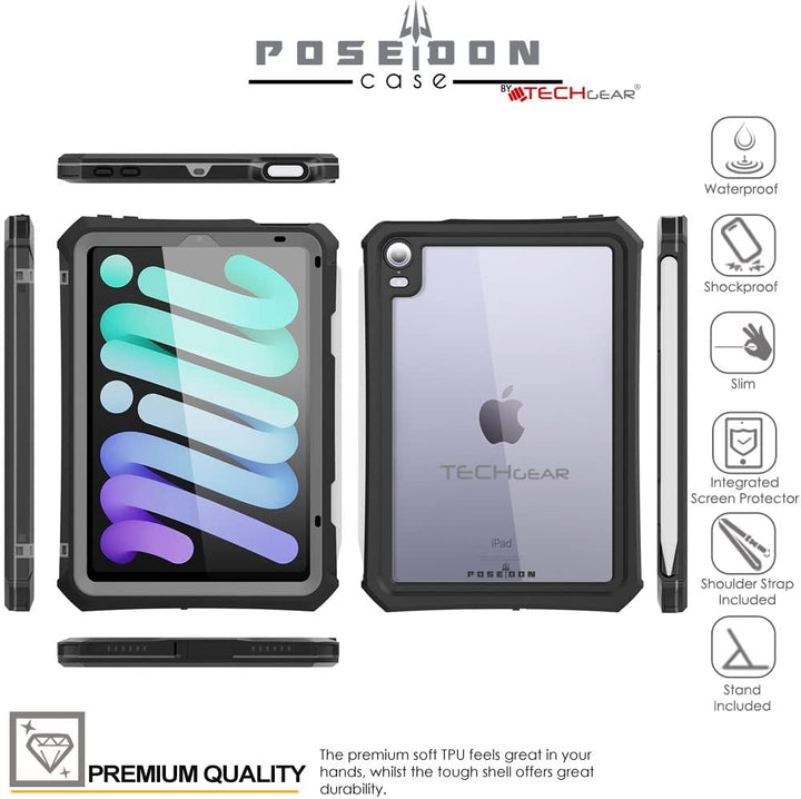 TECHGEAR wasserdichte Hülle für iPad Mini 6 2021 6. Generation (Poseidon Case) Schlanke Robuste Rüst