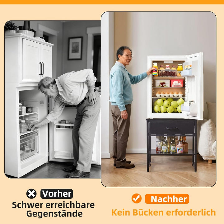 Grosser Beistelltisch mit Stoffschublade, verstellbares Ablagefach 50cm, quadratischer Teetisch, Küh