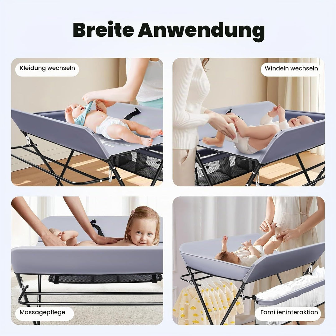 CHERIPOLI klappbare Wickelkommode Wickeltisch, Baby Wickelkombi, mit Wickelauflage Sicherheitsgurt u