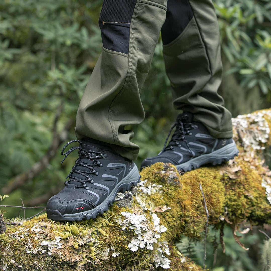 NORTIV 8 Herren-Wanderstiefel, wasserdichte Outdoor-Trekkingstiefel 41 EU Weit Schwarz, 41 EU Weit S