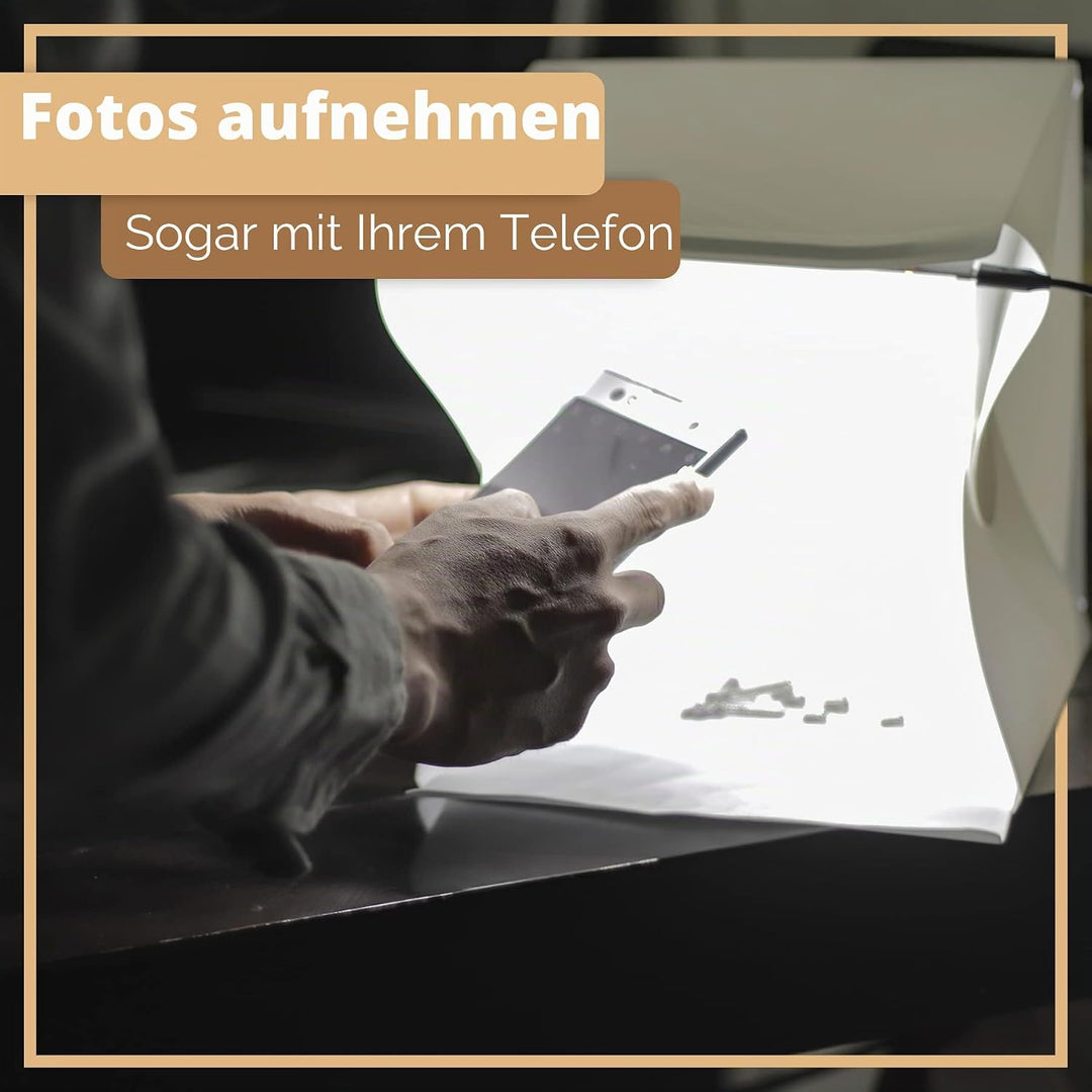 Retoo Fotobox Lichtbox Faltbare Mini Fotostudio Lichtzelt LED Beleuchtung Tragbare Faltbare Fotozelt