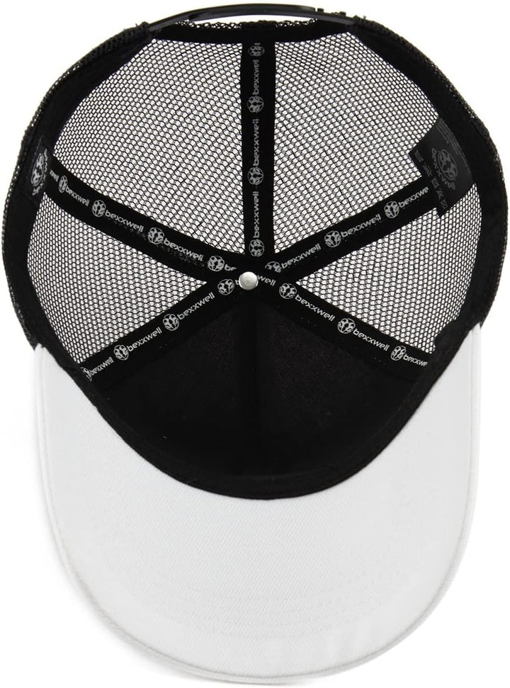Bexxwell Trucker Cap weiss schwarz mit Kreuz-Stickerei (optimale Passform, Kappe, White, Black, Truc