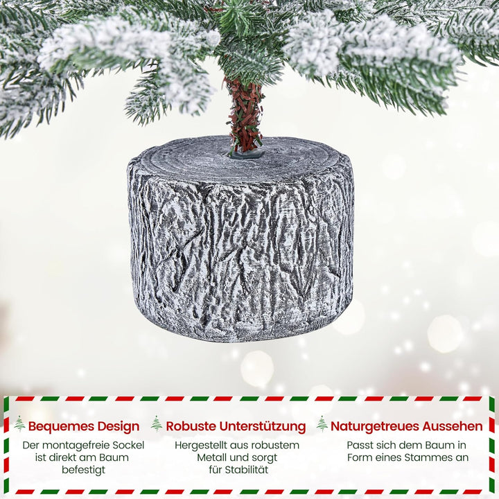 Yaheetech 68 cm Mini Künstlicher Weihnachtsbaum mit Schnee, Eingetopfter Tannenbaum mit 35 LEDs in W