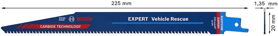 Bosch Professional 10x Expert ‘Vehicle Rescue’ S 1157 CHM Säbelsägeblatt (für Glas, Zäher Stahl, Län