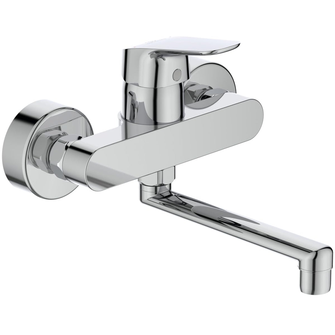 Armatur / Küchenarmatur CERAFLEX Ausladung 200 mm | zur Wandmontage, Schwenkbarer Rohrauslauf, S-Ans