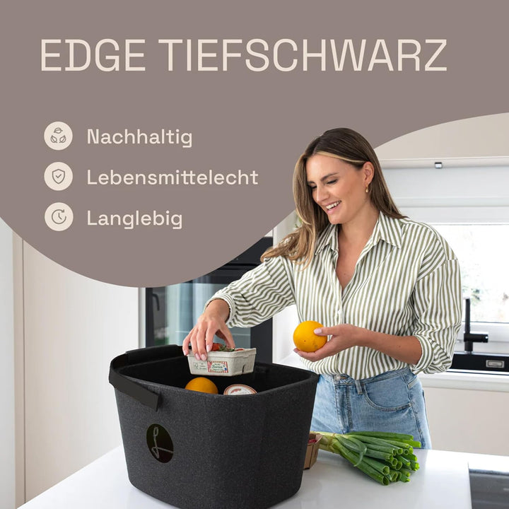 LIEBLINGSKORB Edge black schwarz - ultraleichter, kippsicherer & formstabiler Einkaufskorb - Made in