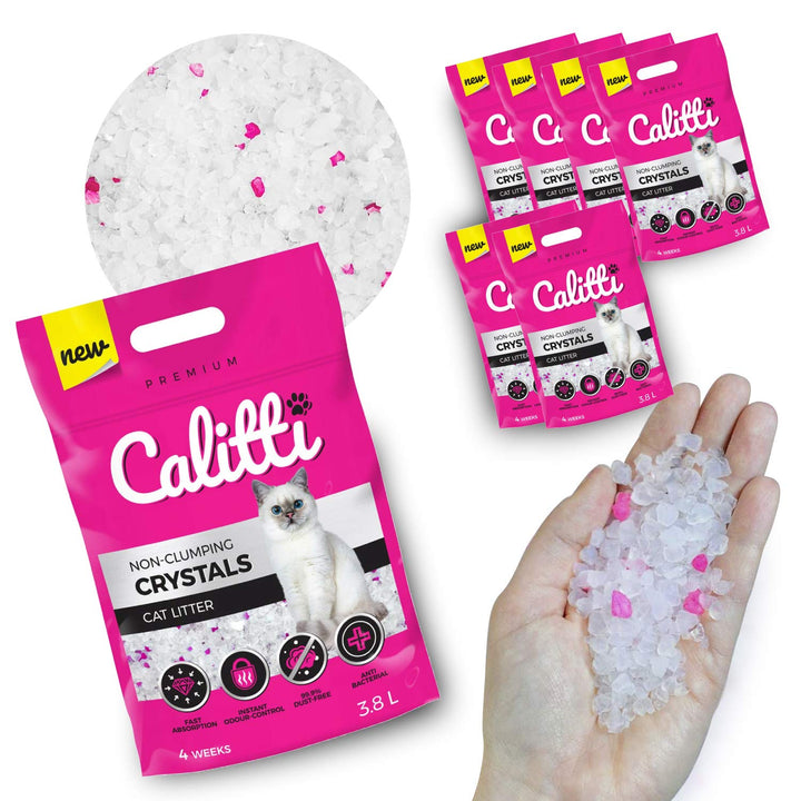 Calitti - Silikat Katzenstreu | Premium Crystals Silikatstreu | Antibakteriell Katzensand | 6-er Set