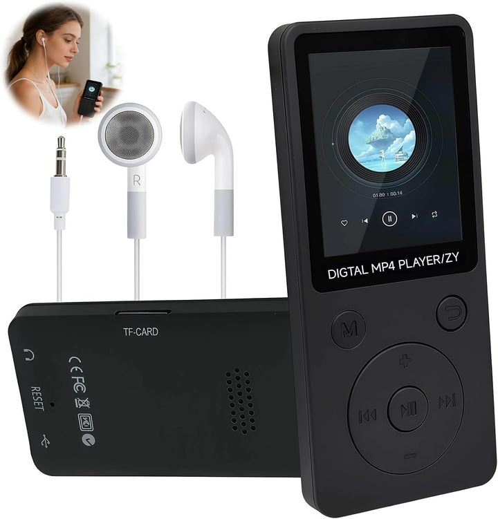 32GB MP3 Player Bluetooth 5.0 mit Lautsprecher für Sportler, 1,8" Bildschirm Musikplayer HiFi mit Vi