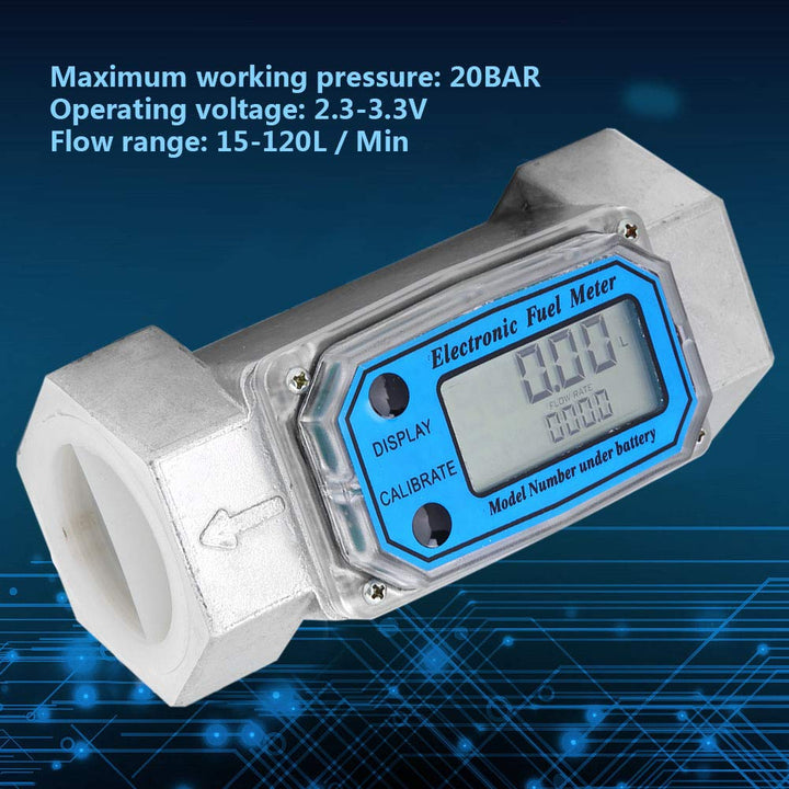 Elektronischer Turbinen-Durchflussmesser 2 1 Wasserzähler Aluminium Digitaler Turbinen-Durchflussmes