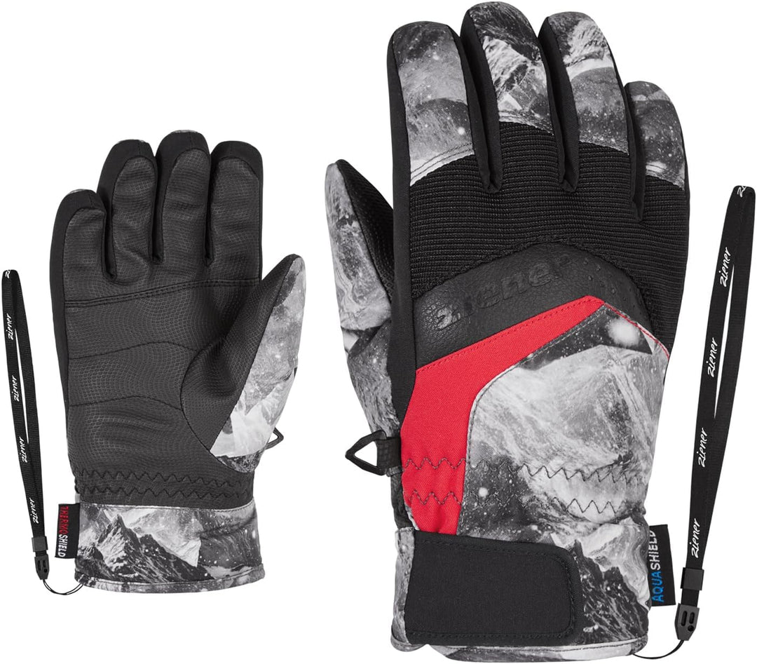 Ziener Unisex Kinder Labino Skihandschuhe 7.5 Grey Mountain Print, 7.5 Grey Mountain Print