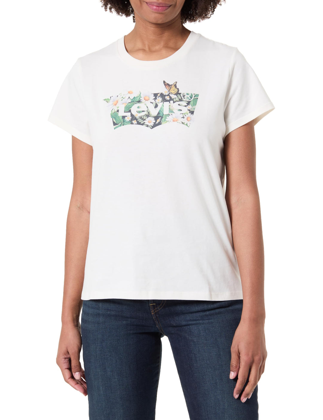 Levi's Damen The Perfect Tee T-Shirt, Chesthit Logo L Daisy Bw Egret, L Daisy Bw Egret