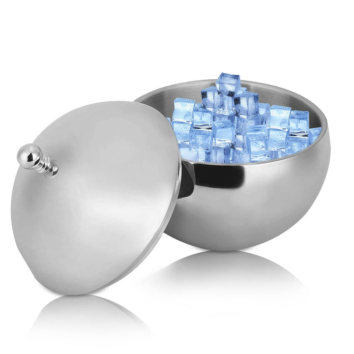 Eiskübel mit Deckel, Eiswürfelbehälter, Eiskübel aus Edelstahl in Kupferoptik, eisbehälter für Whisk
