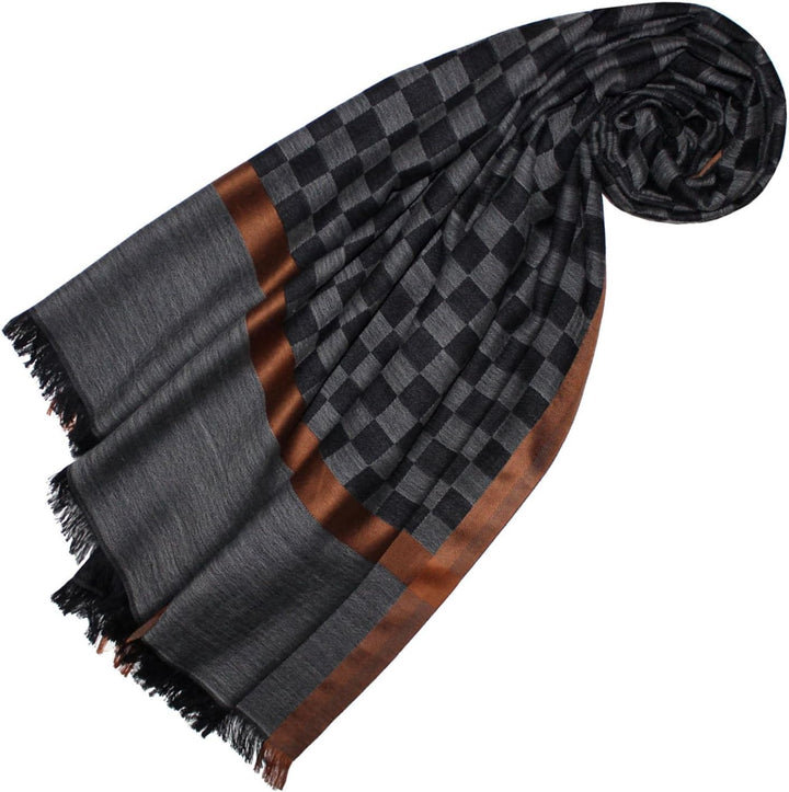 Lorenzo Cana Herrenschal Schaltuch Schal 70 cm x 180 cm 50% Kaschmir 40% Baumwolle 10% Seide Schwarz