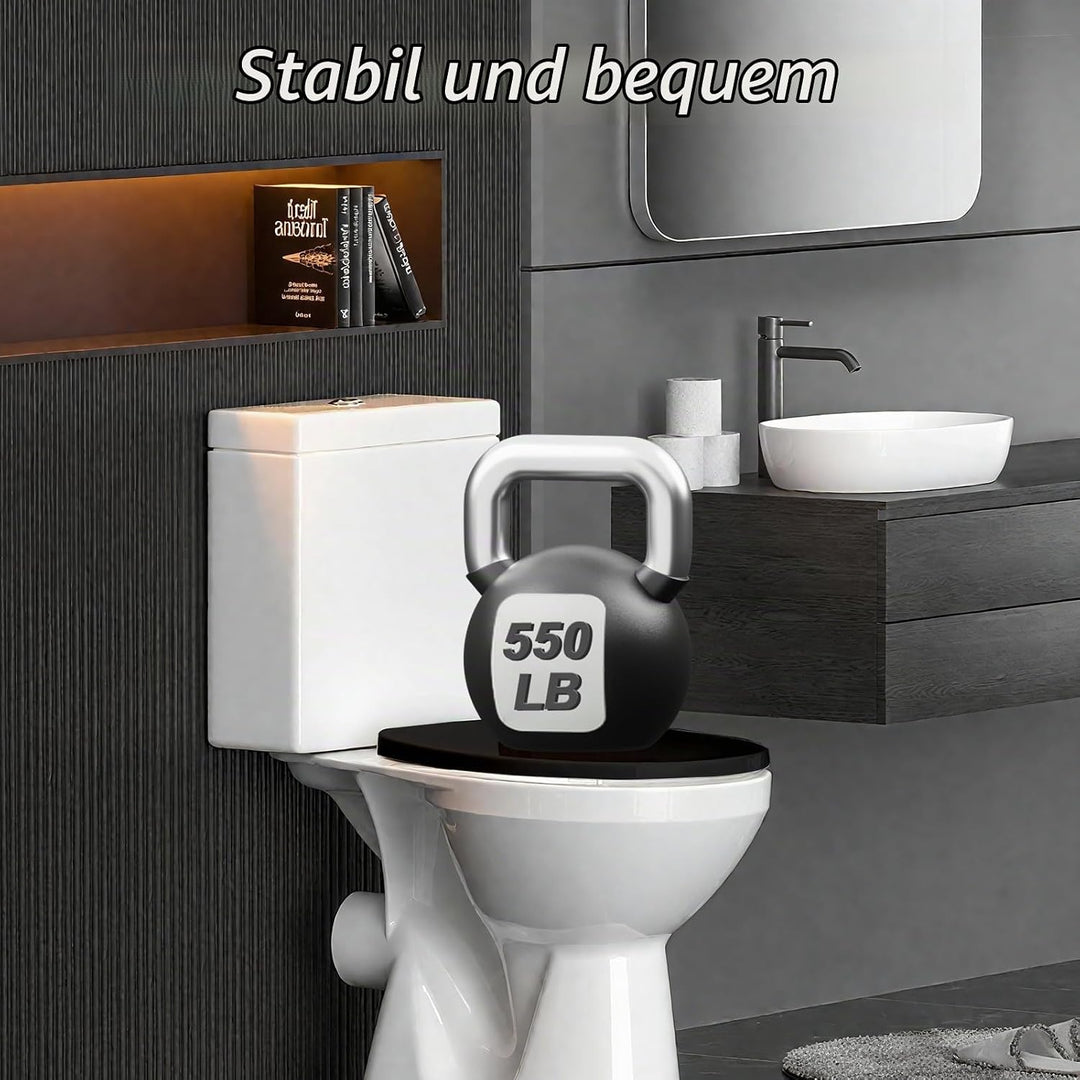 WC Sitz Mit Absenkautomatik,Toilettendeckel Ovale-Form Hochwertige Und Stabile Antibakterieller Toil