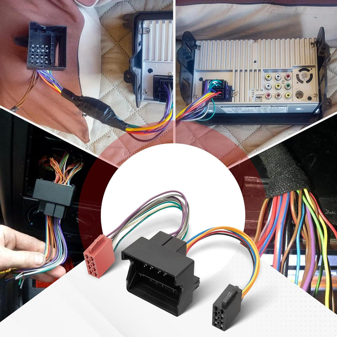 RED WOLF ISO Radio Stecker 16 Pin Auto Radio Kabelbaum ISO Adapter für VW Tiguan Passat Golf BMW 1er