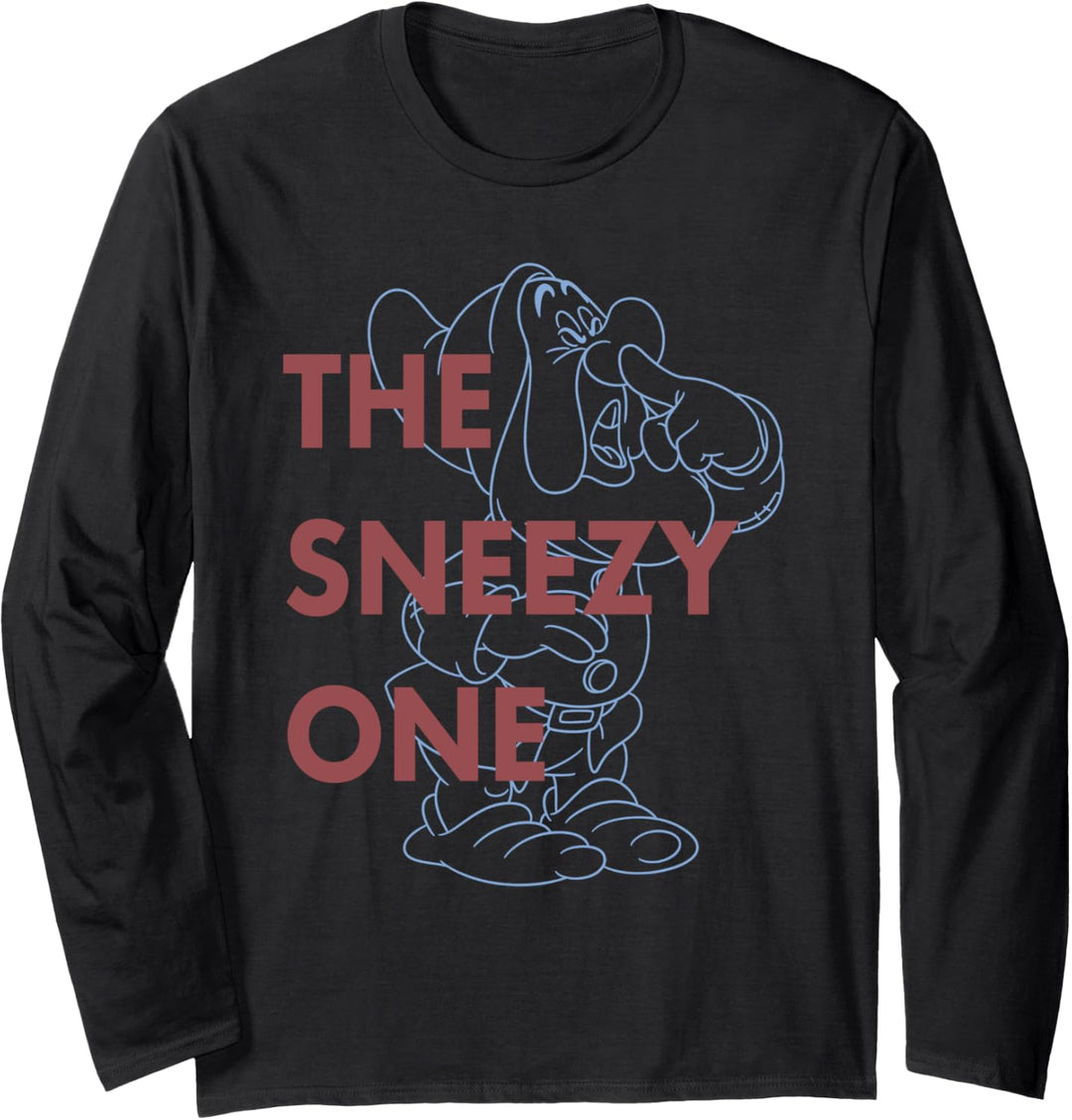 Disney Snow White Dwarf Sneezy The Sneezy One Outlined C1 Langarmshirt