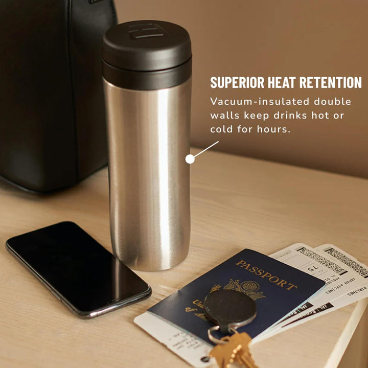 ESPRO Reise-French Press Travel Press, Mini Coffee Maker mit Thermo-Funktion, Edelstahl, Kaffee, to