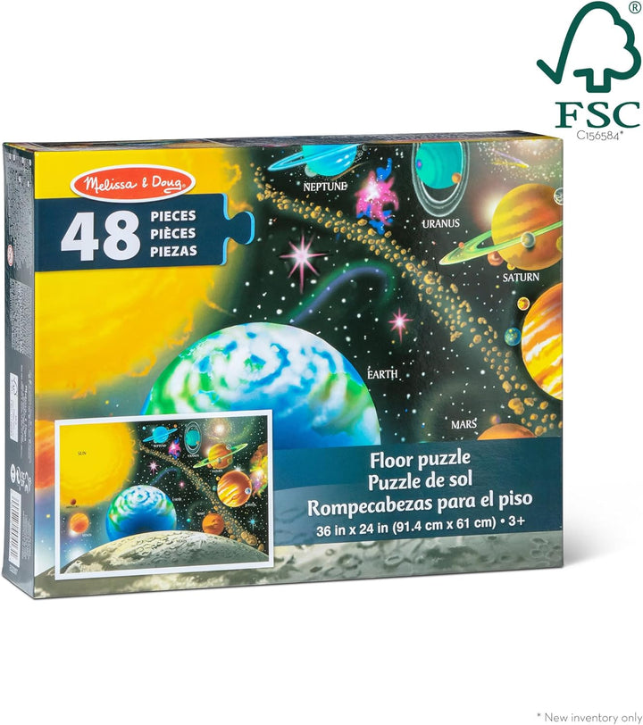 Melissa & Doug 10413 Sonnensystembodenpuzzles, leicht zu reinigende Oberfläche, fördert die Hand-Aug