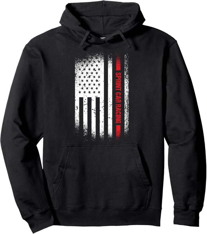 Sport Us Flagge Sprint Car Racing Pullover Hoodie