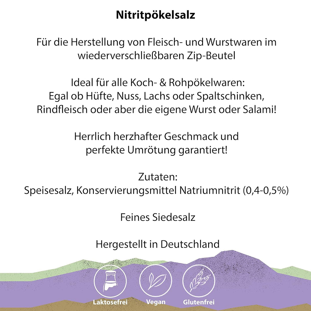Royal Spice Nitritpökelsalz 2kg - Reines & Feines Pökelsalz zur Herstellung von Fleisch- und Wurstwa