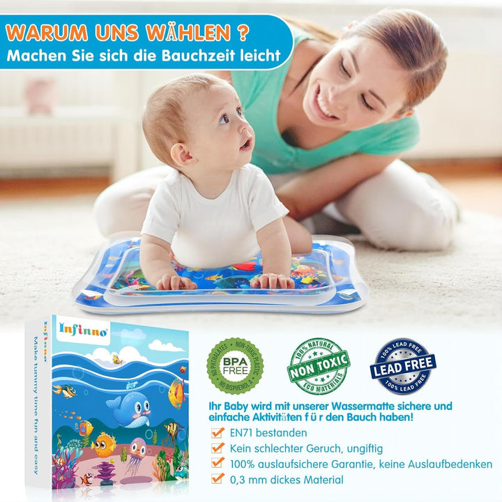 Infinno Wassermatte Baby Wasserspielmatte Spielzeug, Spielmatte Baby für 3 6 9 Monate Blauer Ozean N