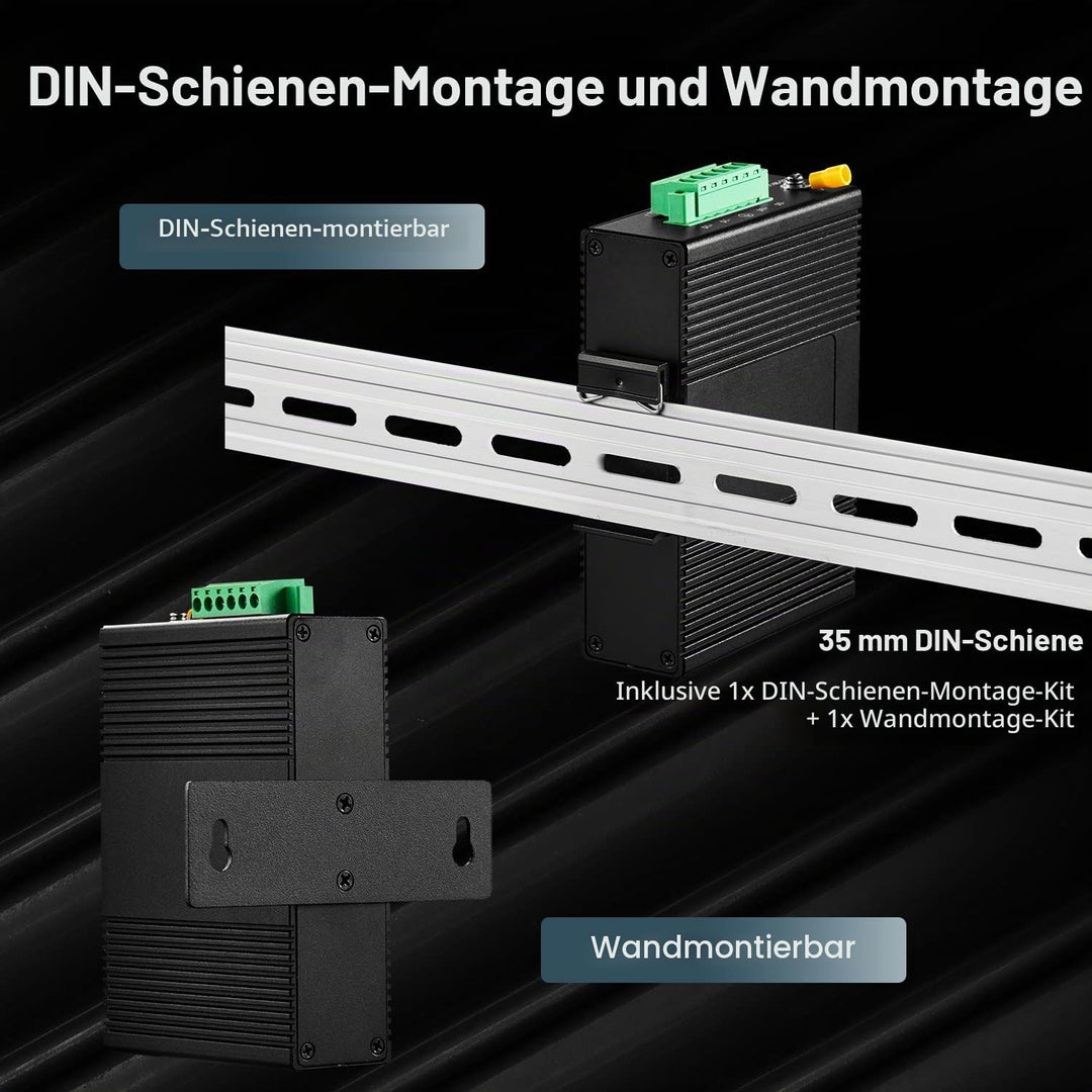 Binardat 5 Port Gigabit Din Rail Industrial Ethernet Switch, 4 Ports and 1 Uplink 10/100/1000Mbps, F