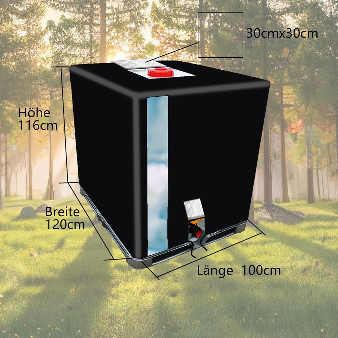 IBC Tank Abdeckung 1000L mit Sichtfenster Schwarz wasserdicht IBC Tank Plane Schutzhülle für Regenwa