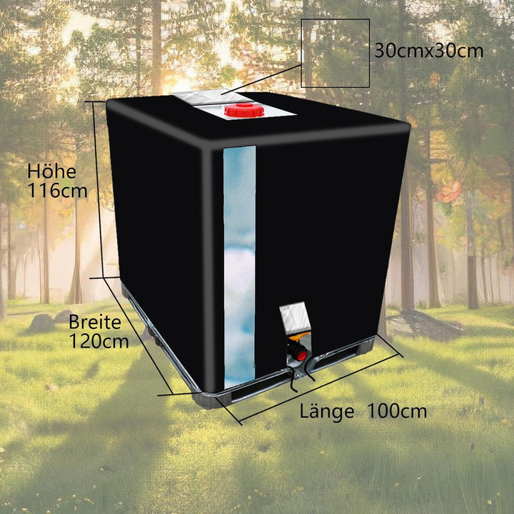IBC Tank Abdeckung 1000L mit Sichtfenster Schwarz wasserdicht IBC Tank Plane Schutzhülle für Regenwa