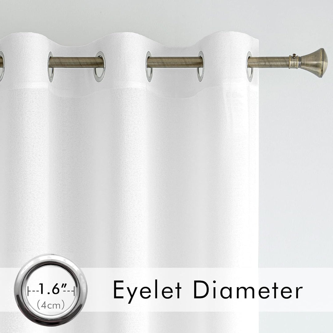 MIULEE Leinen Vorhänge mit Leinen Ringe Effekt Wohnzimmer Modern Semi-transparent Voile Vorhang Natu