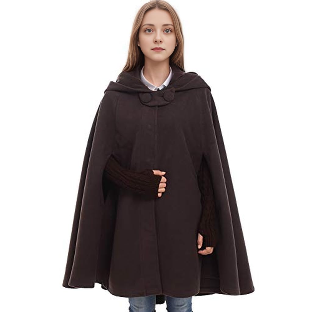 GRACEART Mittelalterliche Unisex Vampir Umhang Gothic Cosplay Kostüm, Robe mit Kapuze Cape Mantel Um