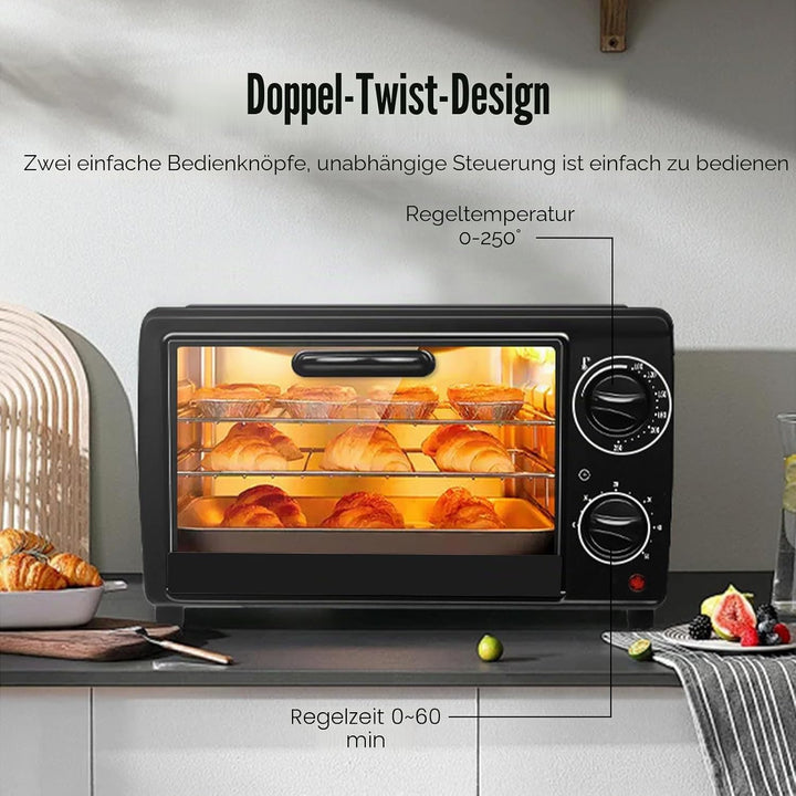 13 l, 700 W, elektrischer Mini-Ofen, kleiner Elektroofen, Mini-Einbauofen, freistehender Backofen, k