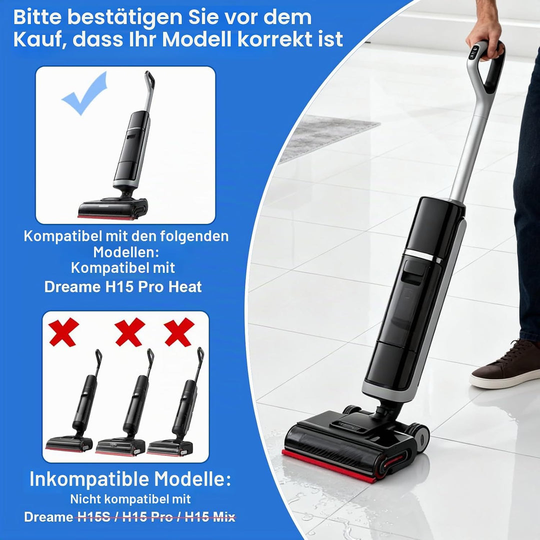 Ersatzbürstenrolle und HEPA-Filter Zubehör für Dreame H15 Pro Heat Nass- und Trockensauger, 2 Bürste