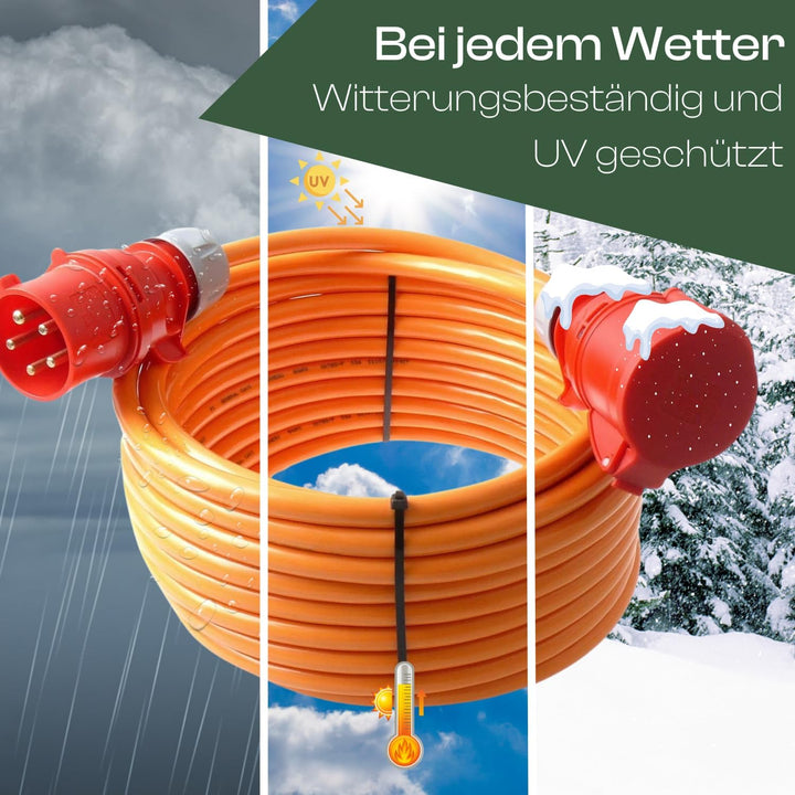 netbote24 CEE Starkstromkabel Verlängerungskabel Pur Leitung H07BQ-F 32A 400V 5g6 5x6 mm² 30m Orange