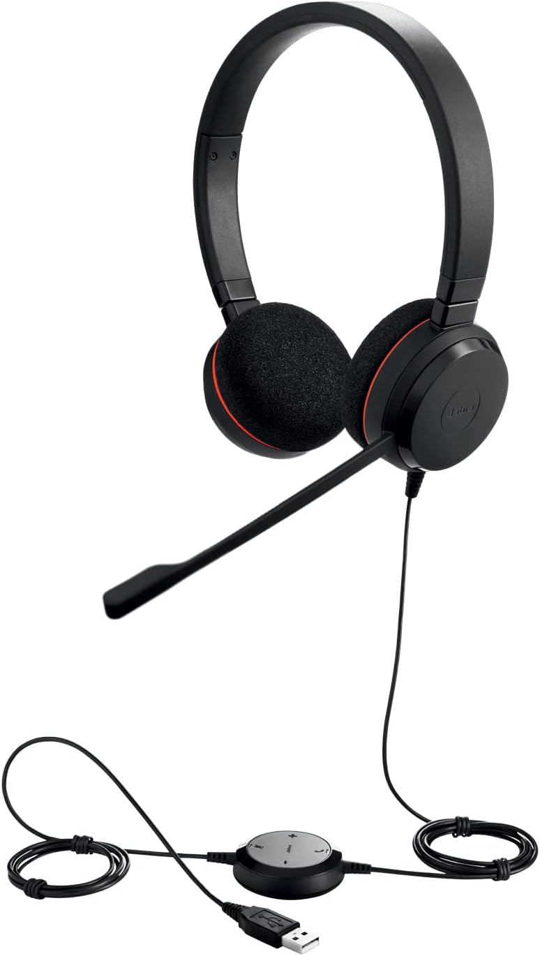 Jabra Evolve 20 Stereo Headset – Kopfhörer für VoIP Softphone mit passivem Noise-Cancelling – USB-Ka
