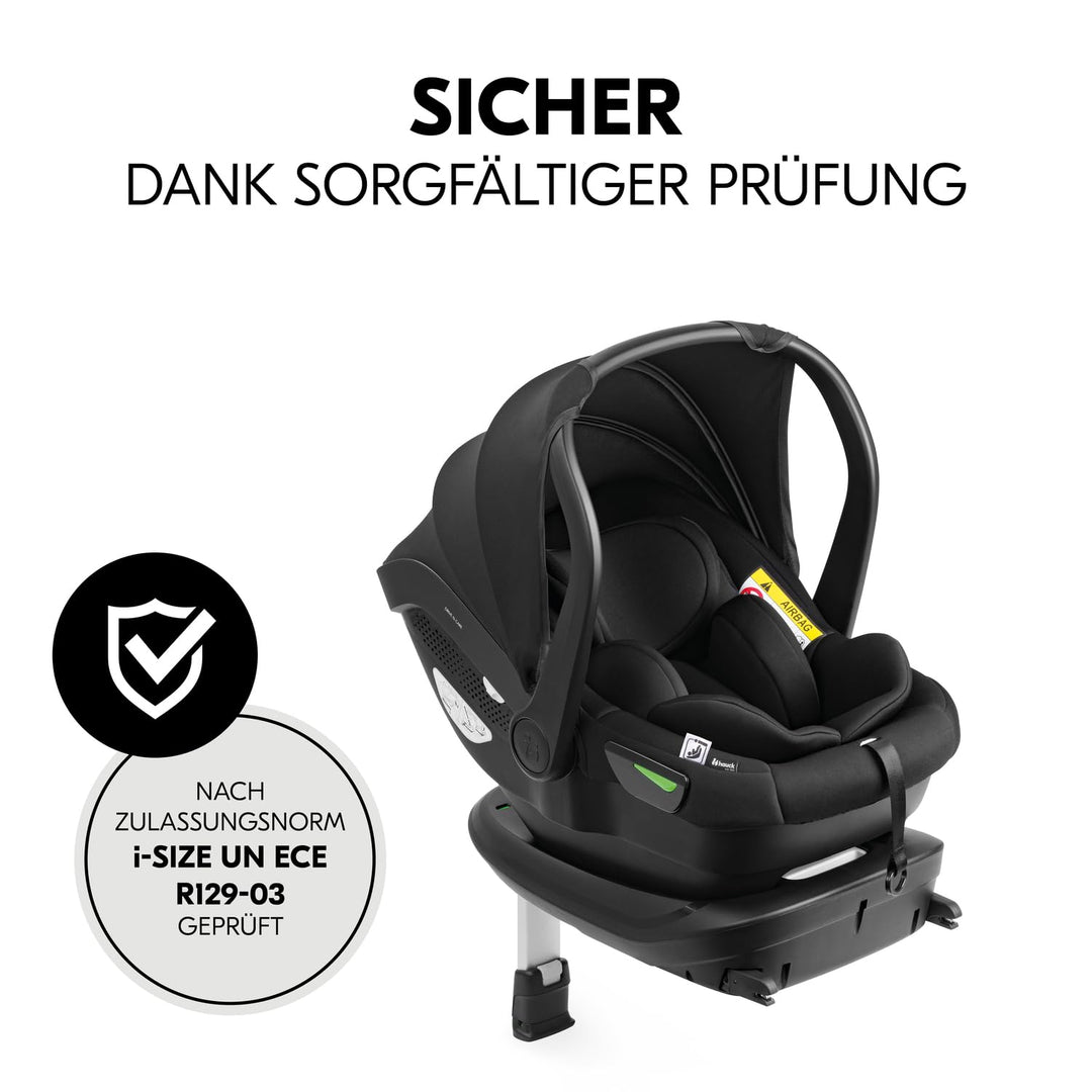 hauck Drive N Care Set, Schwarz - i-Size Babyschale mit Isofix Basisstation für Babys ab Geburt mit