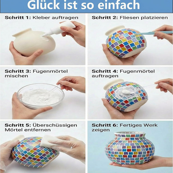1 kg mosaiksteine zum Basteln, ca. 1200 Bunte Mosaiksteine 1x1 cm mit Pinzette, Schalen, Handschuhen