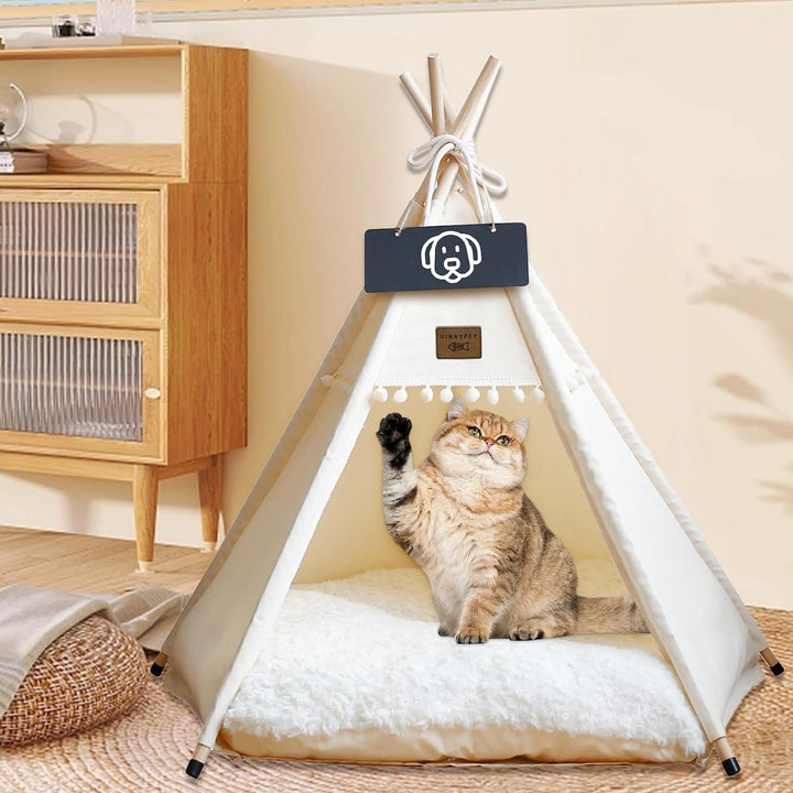 Tipi Zelt fur Katzen und Hunde Haustierzelte Häuser mit Plüschkissen Luxery Hundezelt Katzenzelt Abn