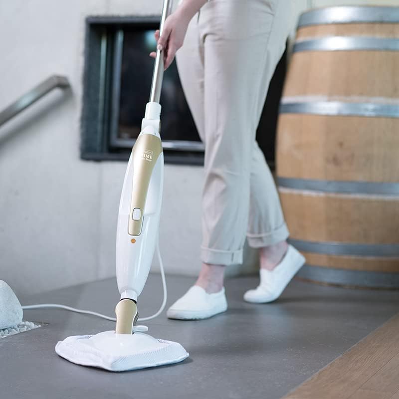 LIVINGTON Prime Steam Mop – Dampfbesen mit Knickgelenk für schwer erreichbare Stellen – vielseitiger