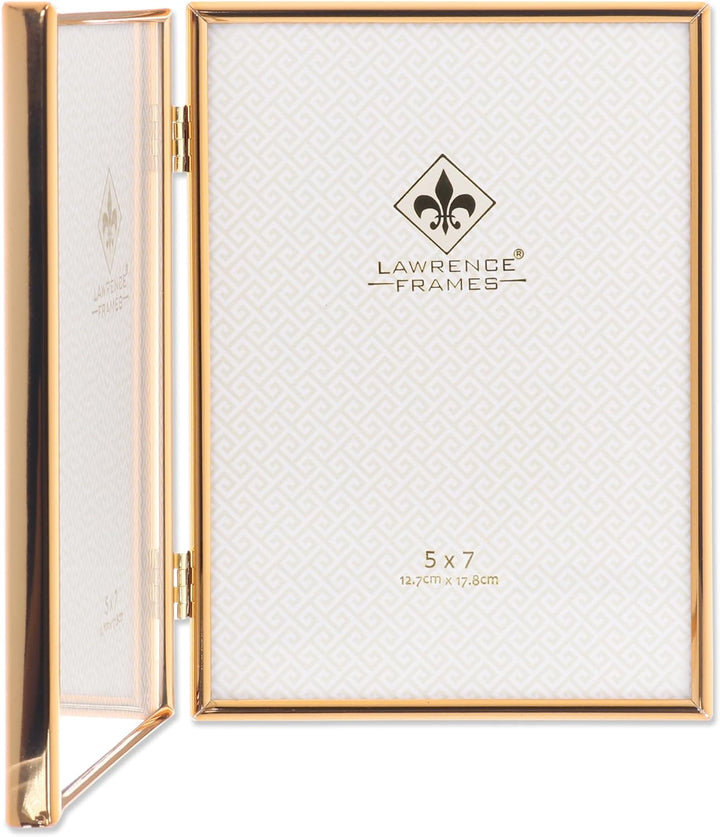Lawrence Frames Bilderrahmen, aufklappbar, Metall, 12,7 x 17,8 cm, goldfarben 5x7 Double gold, 5x7 D