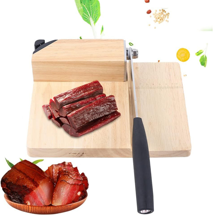 Küchenschneider Holzfuss Schneider Biltong Cutter Edelstahl & Gummiholz Basis Manueller Biltong Cutt