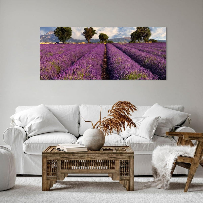 Wandbilder Dekoration Wohnzimmer Landschaft Wiese Pflanzen Panorama Bilder auf Leinwand 120x50cm Lei