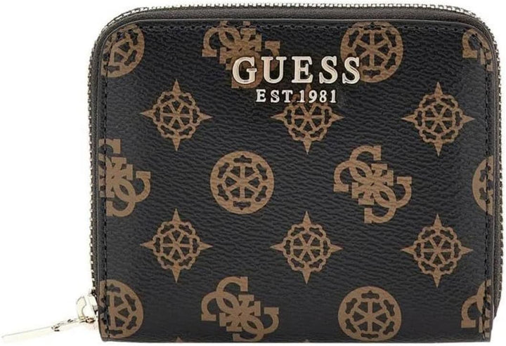 GUESS Women Laurel SLG SMALL Zip Around Bag, Mokka-Logo